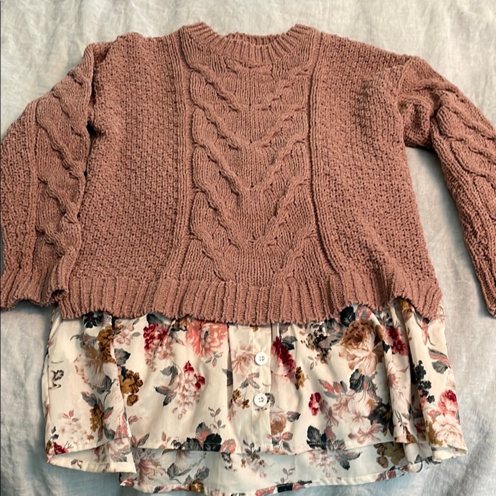 Women's Pink Cable Knit Sweater